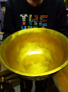 聚宝盆黄铜深雕立体雕刻摆件各种型号铜器工艺品装家居装饰品