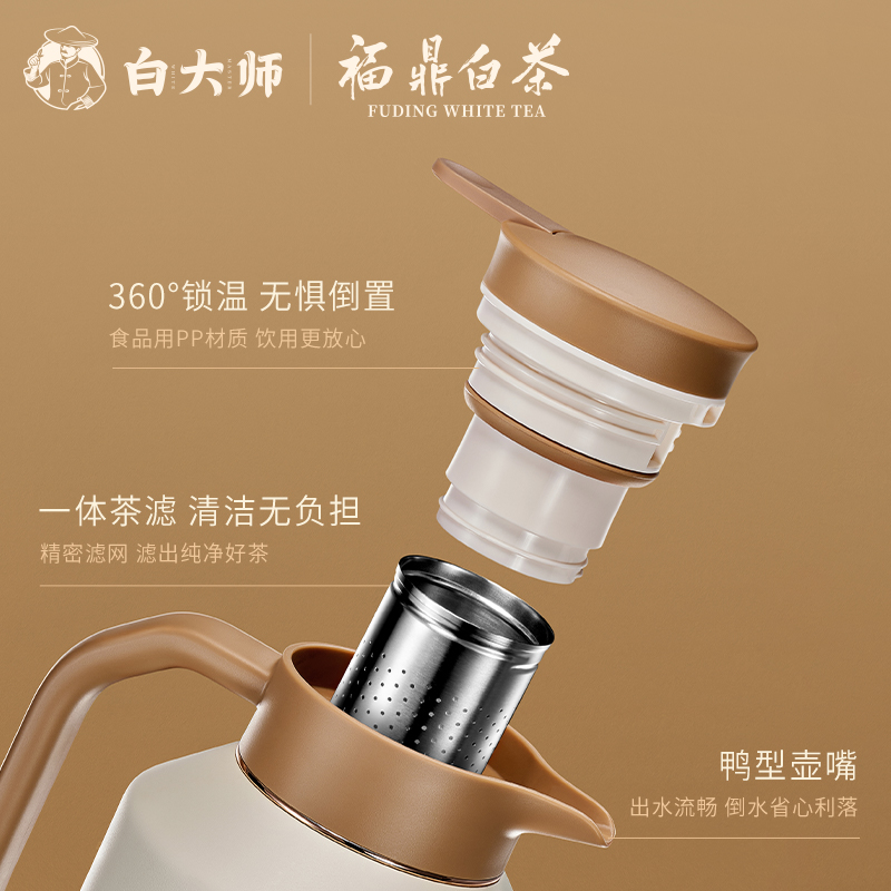 白大师方片壶焖茶壶福鼎白茶礼盒套装寿眉老白茶闷泡壶保温壶印字