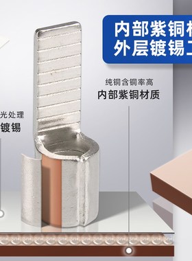 DBN紫铜插片型冷压接线端子C45插针形线耳铜鼻子1.25/2/5.5-10/14