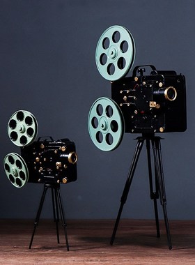 创意复古老式支架摄影机放映机模型怀旧拍摄道橱窗装饰工艺品摆件
