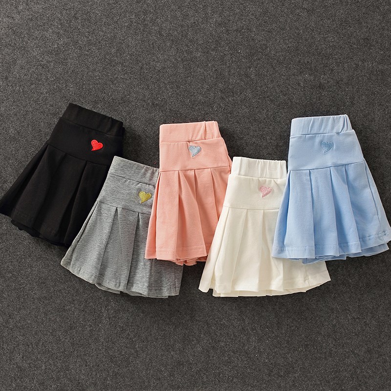 夏季新款女童漂亮百搭百褶裙裤棉a字裙子安全裤中小童薄款半身裙