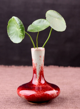 禹州神垕陶瓷中式钧瓷小花器摆件茶宠水培花插博物架工艺品客厅