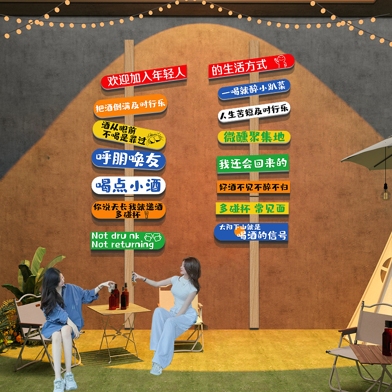 网红打卡指示路牌清吧小酒馆装饰品场景布置工业风墙面烧烤店贴纸