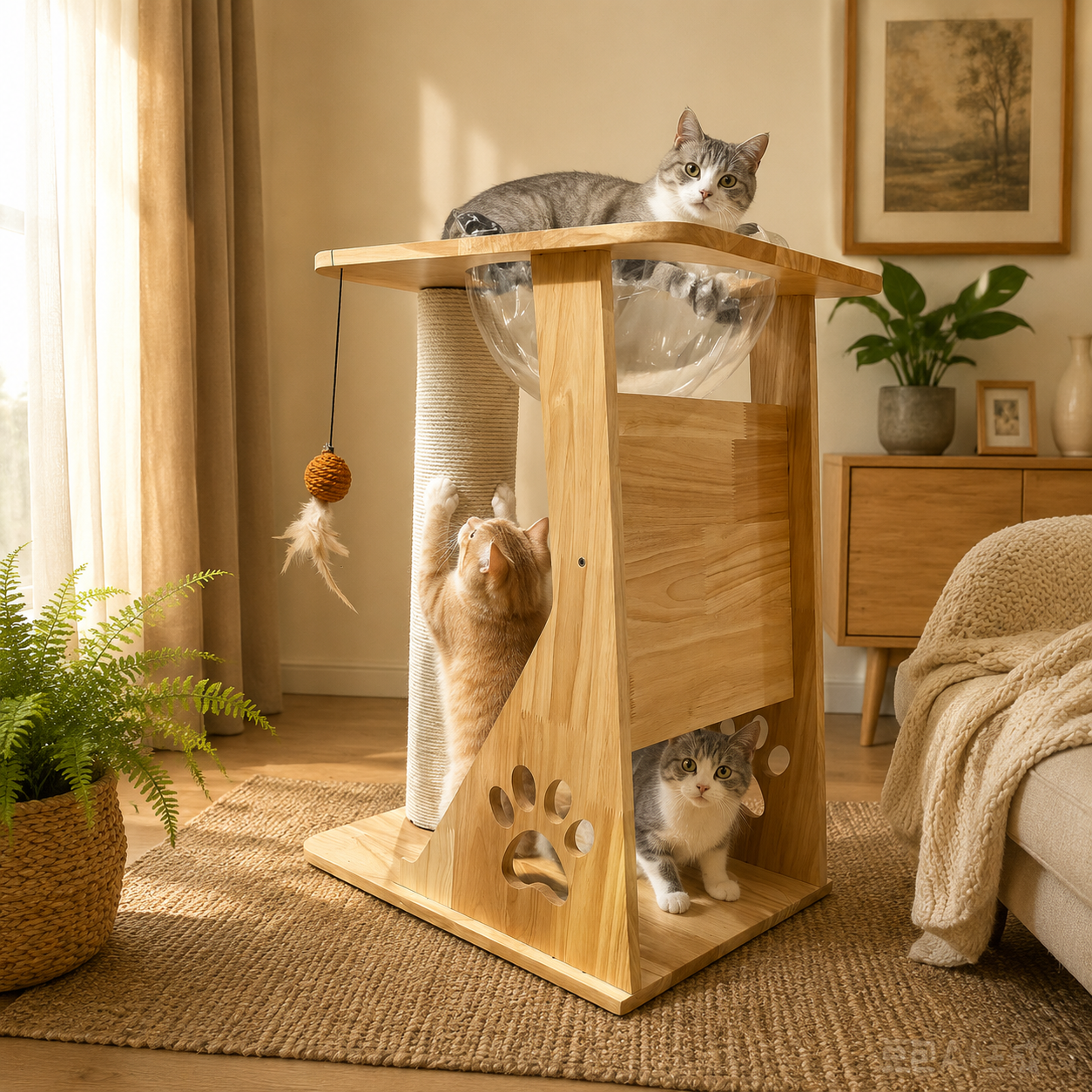 迈凯特实木太空舱猫爬架不占地