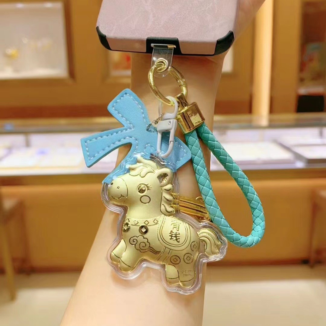 水贝金马上有钱公主发财金钥匙扣包挂件手机挂绳马年礼物送女友闺