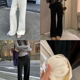 羊毛 糯米卫裤 醋酸2.0加绒版 lulu微喇裤 25682 保暖显瘦神裤 25冬季