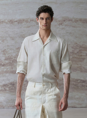 璞照 by COMMON VALUE「 河堤 La jetee 」尖领休闲亚麻衬衣衫