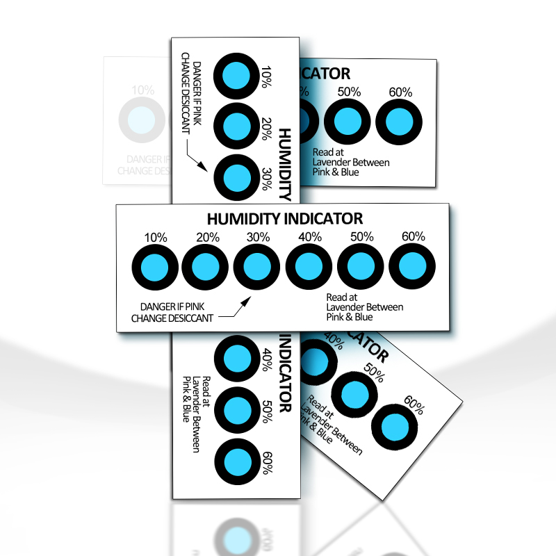 湿度指示卡片湿度卡湿度测试卡5-60% 3点 6点蓝色变粉红色250张罐