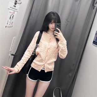 外套针织毛衣471612 纽花圆领针织开衫 仙女入 平替天花板秋冬女款