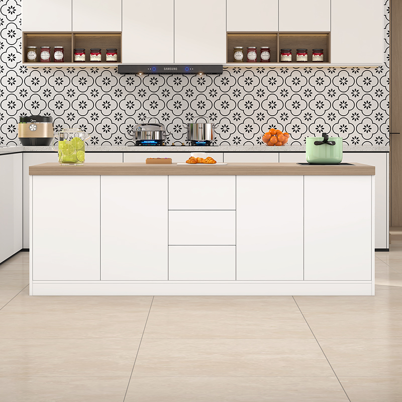 带电磁炉岛台餐桌一体开放式厨房置物料理操作台吧台桌小户型E50