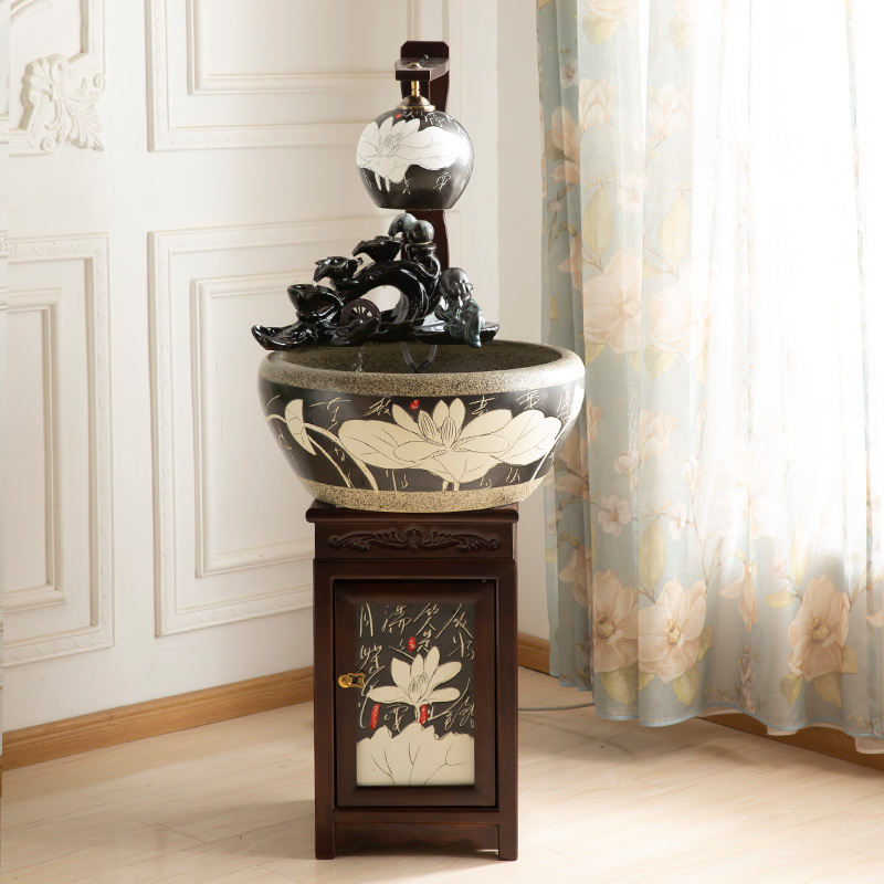 景德镇流水摆件开业礼品电视柜办公室鱼缸新中式陶瓷禅意客厅软装