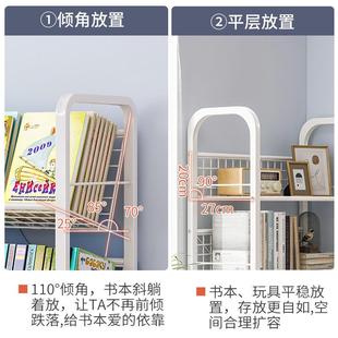 儿童书架铁艺置物架靠墙边储物架落地可移动折叠带轮架子书桌旁