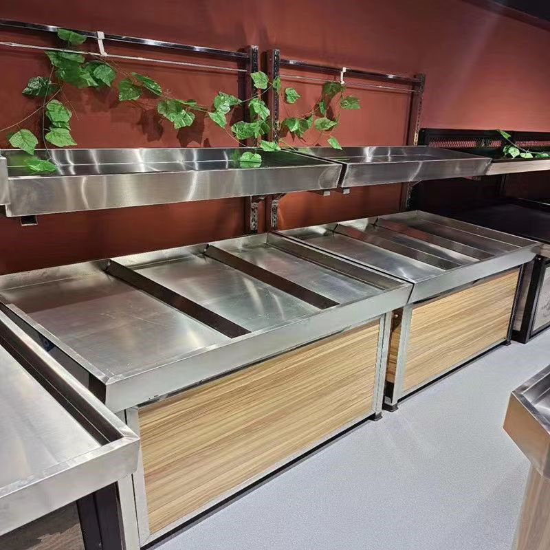 不锈钢水果货架超市蔬菜展示架生鲜蔬果架商用果蔬架中岛堆头货架
