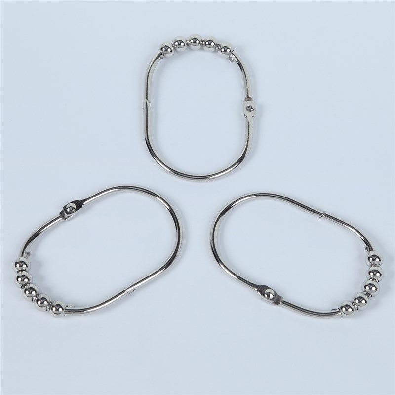 2022年新款清新时尚浴帘门帘窗帘隔断帘椭圆卡圈不锈钢五滚珠挂钩