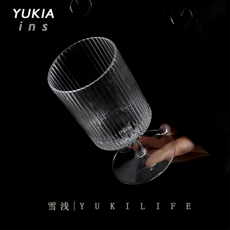 习习谷风杯 维风林壑清 中古雪浅日式竖纹高脚杯子饮料杯水杯酒杯