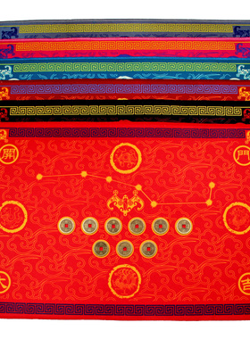 进门五帝钱地垫脚垫门垫绒面入户玄关防滑垫落地地垫 黑色红色