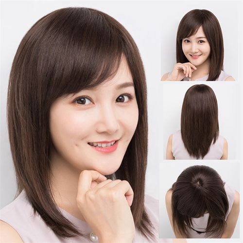整顶假发女中长发圆脸假发全头套式光头假发真发全真人发女士假发