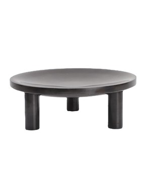 新中式大理石圆形黑色果盘托盘摆件样板房售楼部卧室书房客厅饰品