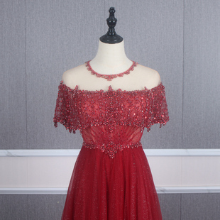 礼服裙2020新款 新娘敬酒裙走秀演出毕业典礼宴会裙 礼服长裙包肩款