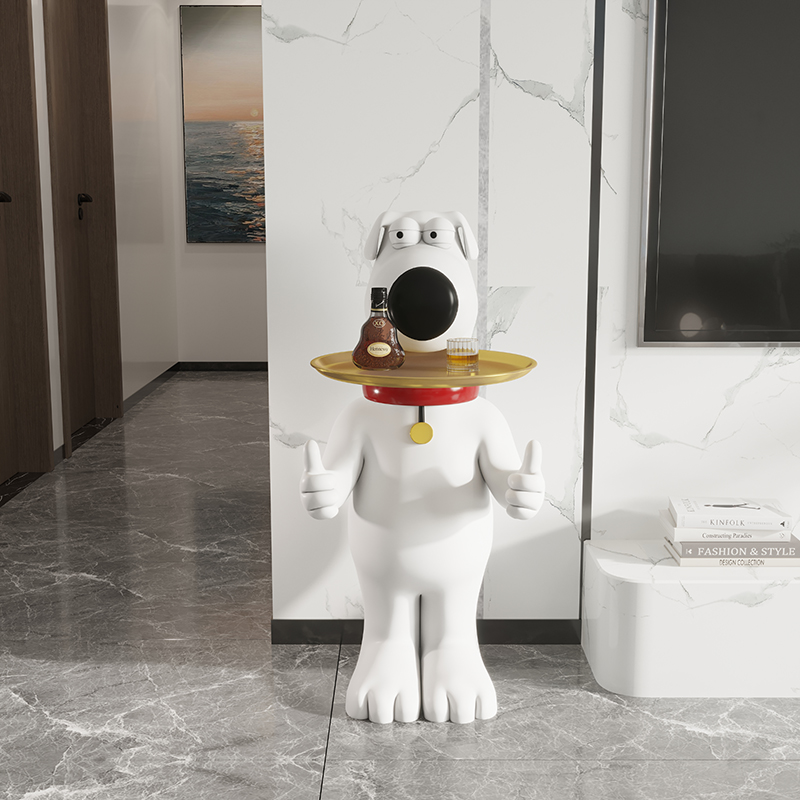 潮玩大型客厅卧室沙发电视柜旁边落地狗托盘搬家礼物乔迁新居摆件