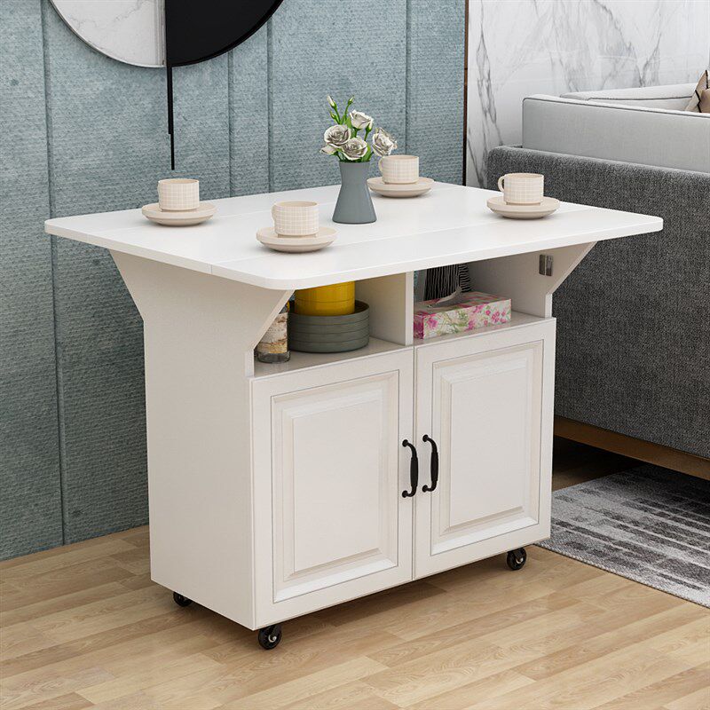 简易折叠桌子多功能家用小户型折叠餐桌可移动厨房储物柜客厅边柜