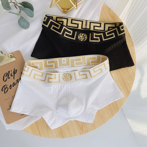 3条装男士四角内裤纯棉质面料低腰性感青年简约白色四角短裤包邮