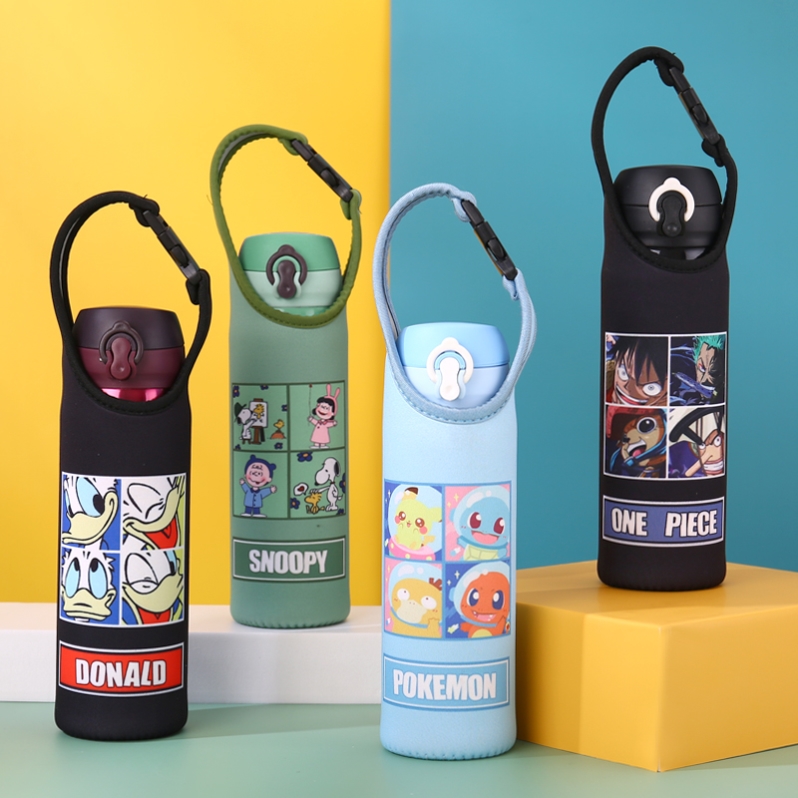 大嘴猴保温杯保护套长背带斜挎手提水杯袋隔热防摔500ml毫升杯套
