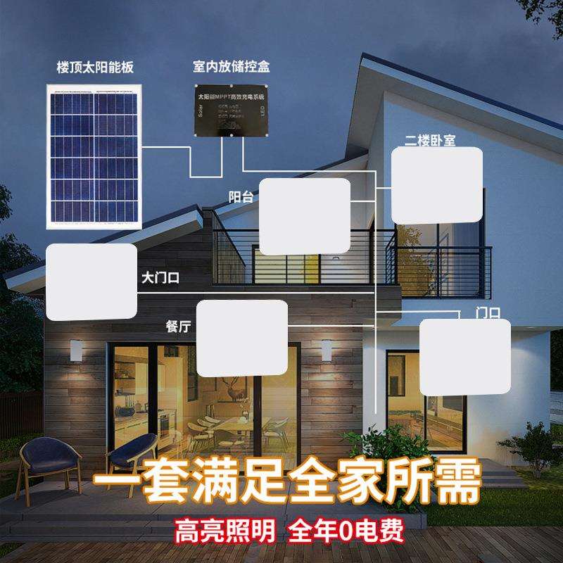 太阳能灯家用室内人体感应农村厕所走廊楼梯太阳能发电系统吸顶灯