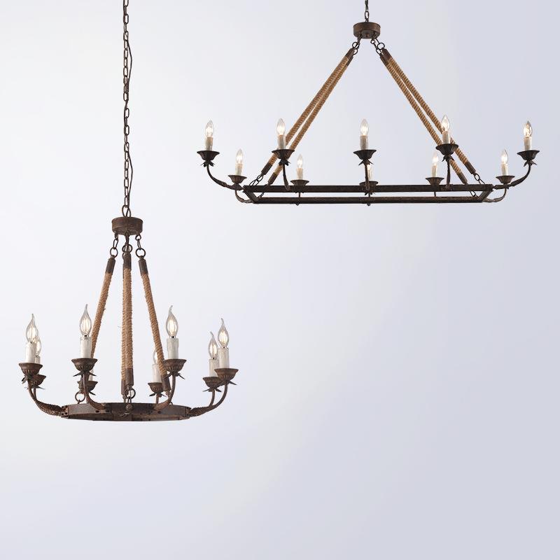 创意美式乡村复古做旧铁艺吊灯客厅餐厅卧室民宿个性吊灯