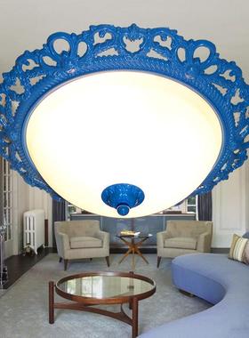 地中海风格蓝色花边吸顶灯美式铁艺餐厅卧室书房走廊过道阳台灯