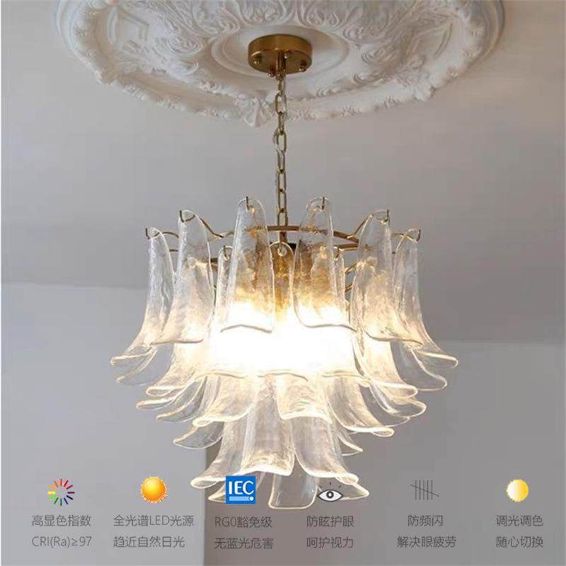 全光谱护眼中古云雾手工玻璃吊灯 美式复古客厅轻奢餐厅马蹄吊灯