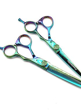 绿色花纹 6.0寸神行者LDG12 大马士革美发 理发剪牙剪打薄剪