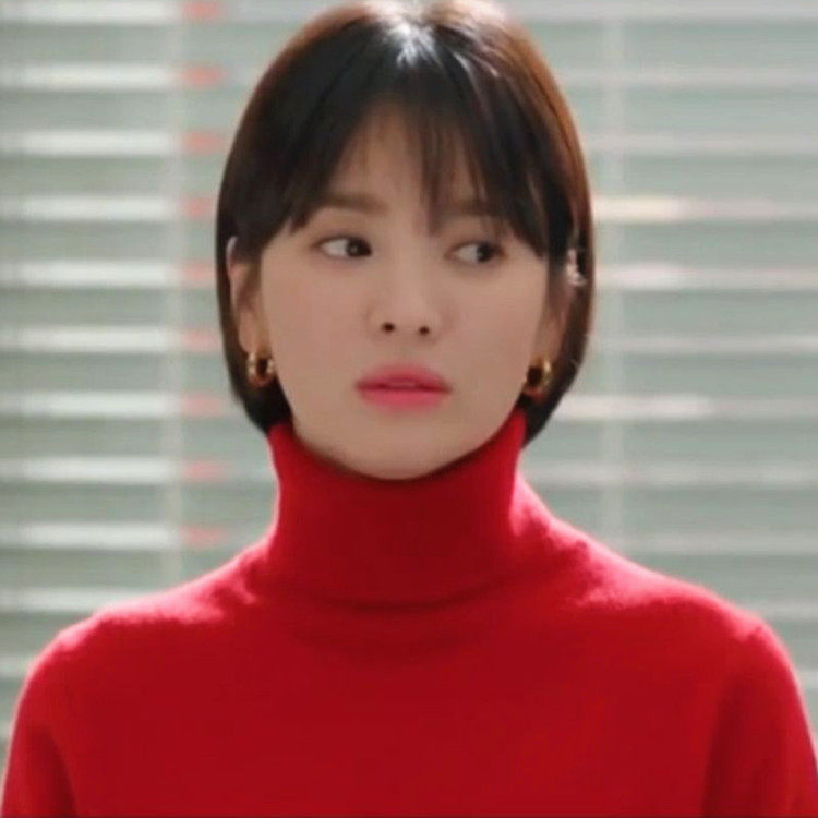 车秀贤宋慧乔同款大红色高领毛衣女新年新衣宽松韩版针织衫