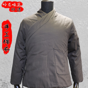 吟龙鸣凤手工纯棉汉服 男士长款棉花填充保暖加厚 中式防寒款式