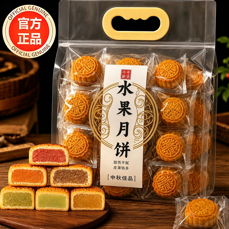 广式水果月饼迷你果味月饼整箱老式传统糕点心中秋月饼送礼礼盒装