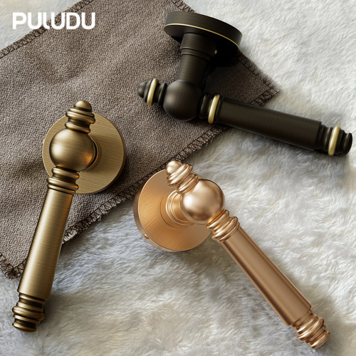 黄铜分体门锁金色复古静音门锁