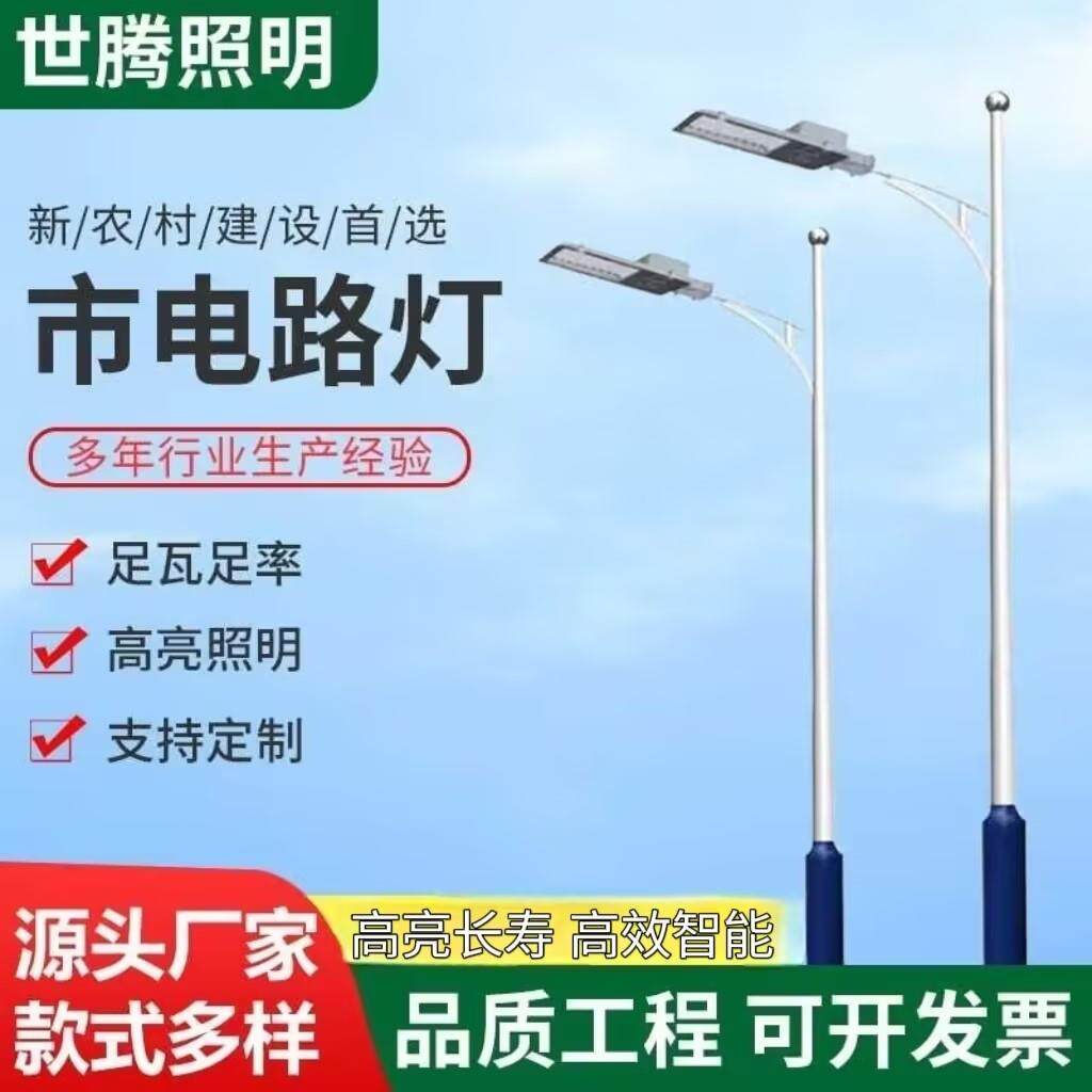 LED市电路灯新农村单臂双臂路灯杆6米户外防水市政道路照明高杆灯