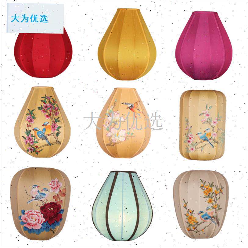 式灯罩台灯落地灯莲花灯复古宫灯灯F笼灯罩外壳禅意吊灯替换高档.