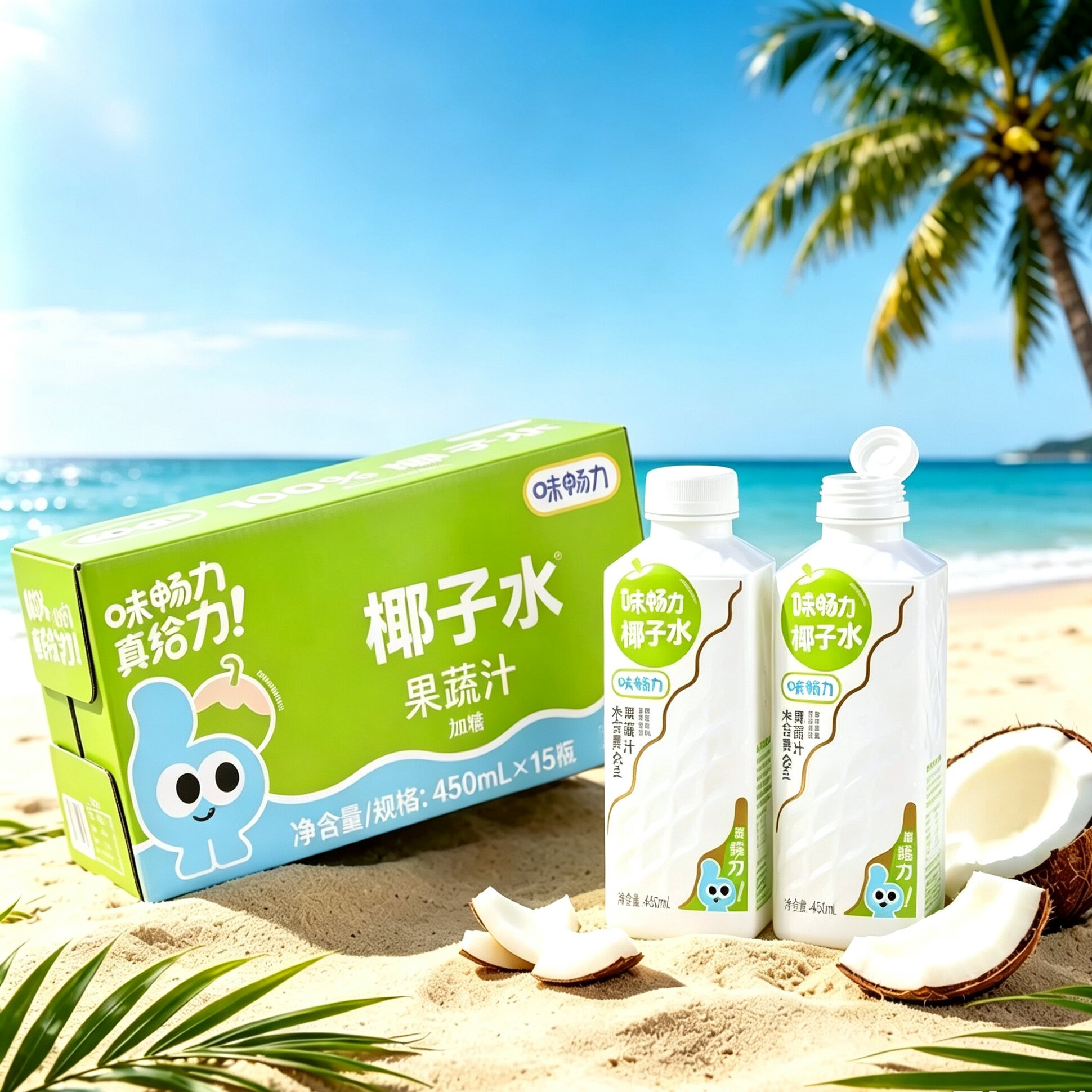 味畅力方瓶椰子水450ml*15瓶/箱