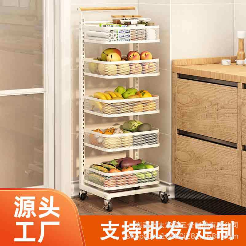 厨房水果可移动多层收纳架落地置物架蔬菜小推车家用果蔬篮储物架