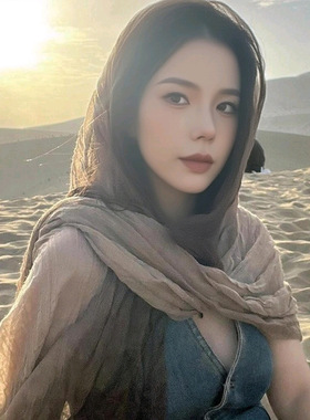 复古民族风围巾废土风亚麻褶皱