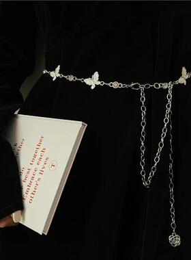 蝴蝶腰链女衬衫装饰连衣裙高级配饰百搭收腰金属腰带夏季感裤链子
