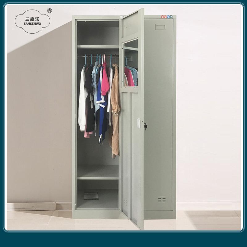 学校宿舍铁皮挂衣柜 员工大衣镜二门六门钢制更衣柜收纳