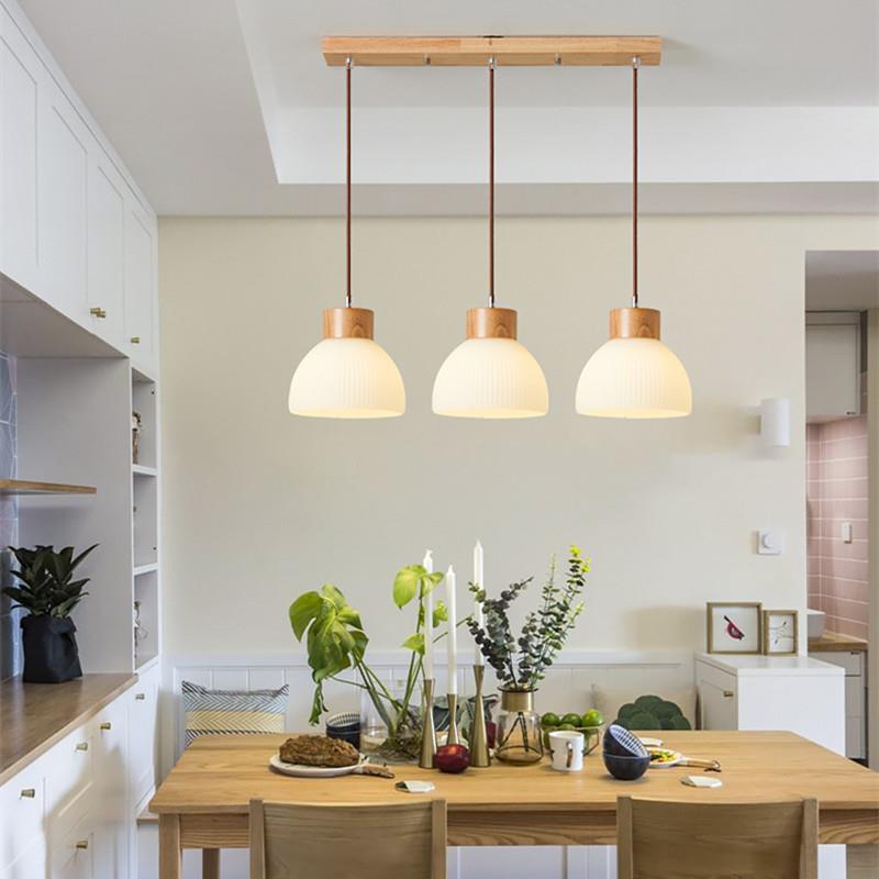 餐厅吊灯日式三头原木风吧台餐桌灯现代简约实木卧室床头阳台灯具