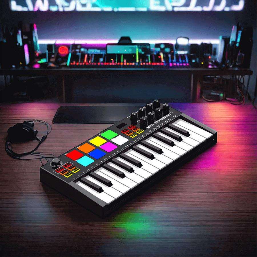 科汇兴MD03智能便携编曲打击垫25键MIDI键盘专业电音迷迪控制器