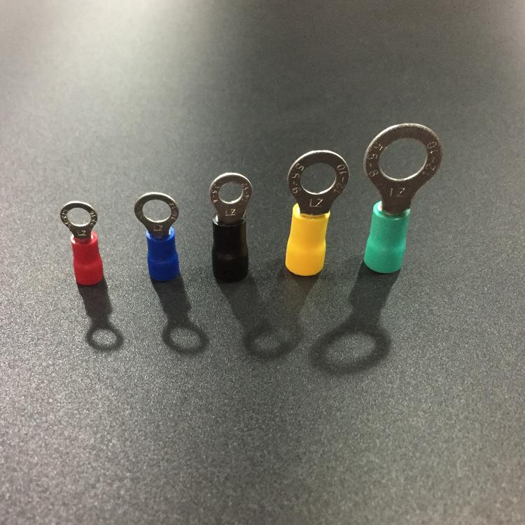 O型预绝缘冷压端子RV2-6 PVC护套端子OT2.5-6 铜线耳