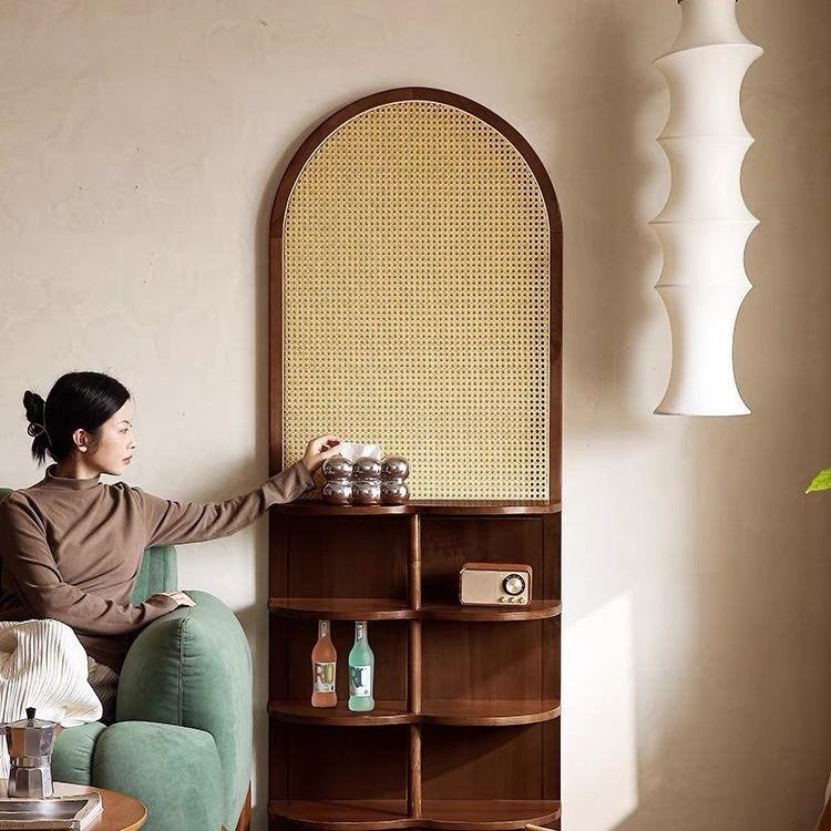 中式风藤编屏风隔断客厅玄关实木折叠小户型遮挡入户简约卧室屏风