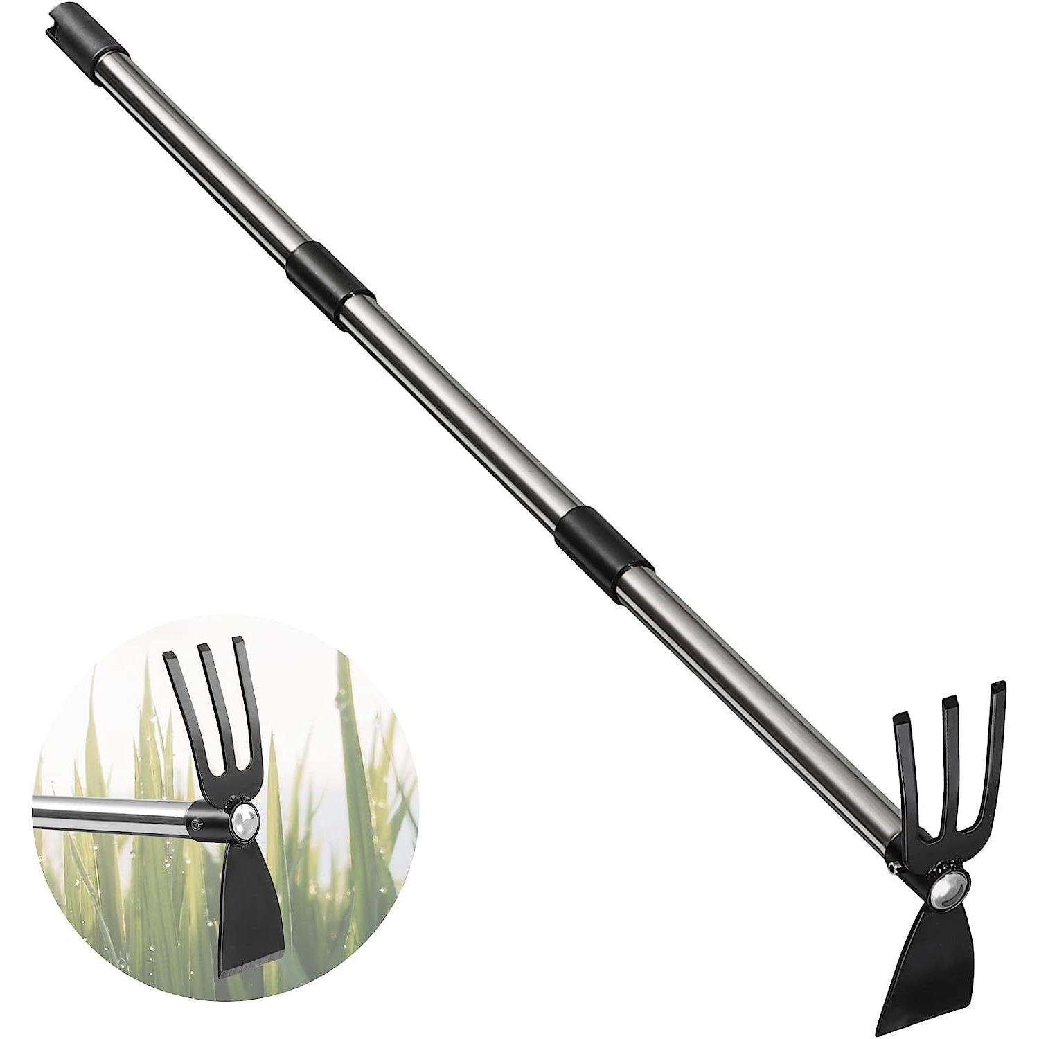 锄头和中耕机园艺手动工具不锈钢园艺锄头除草种植带可调节手柄