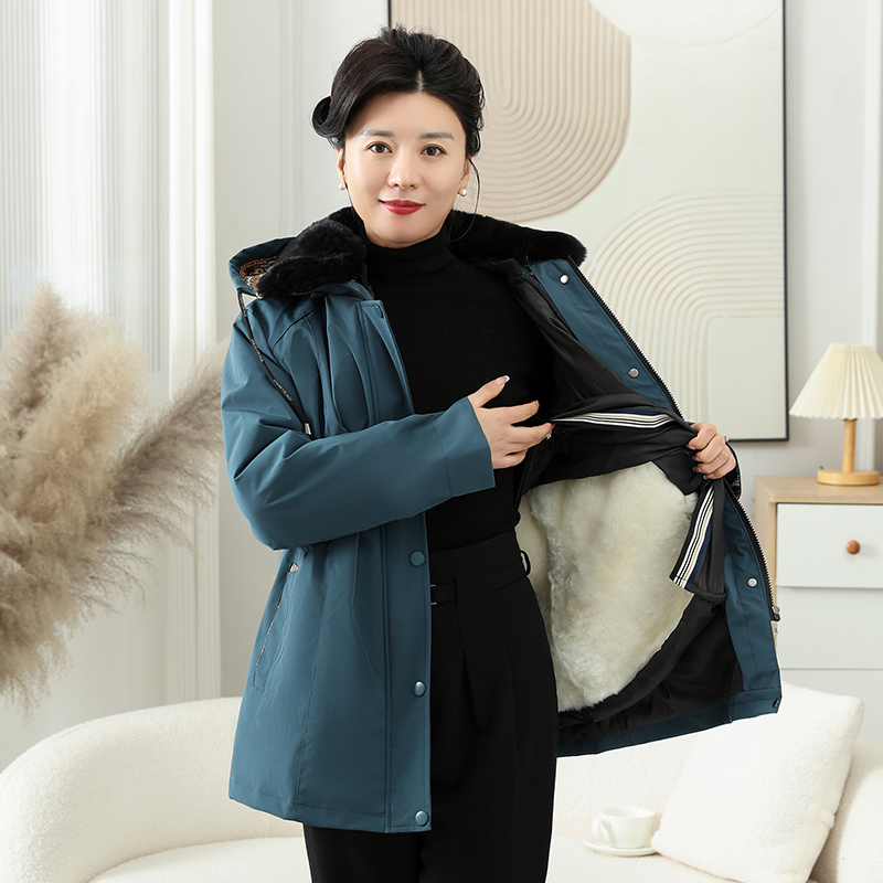 羊毛棉袄皮毛一体中老年加厚羊皮袄冬季妈妈奶奶女士外套棉衣棉服