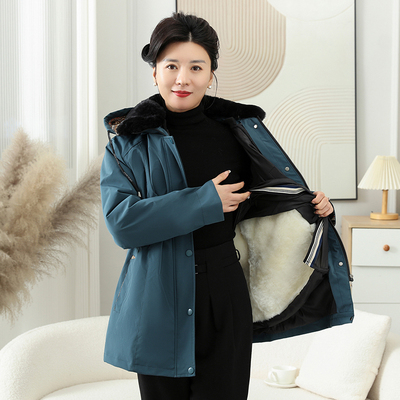 羊毛棉袄皮毛一体中老年加厚羊皮袄冬季妈妈奶奶女士外套棉衣棉服